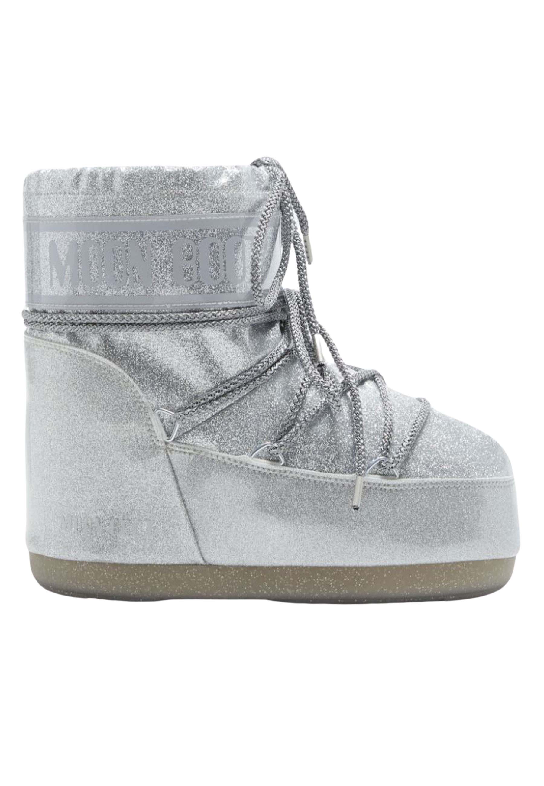 Moon Boot Icon low glitter boots zilver Dames maat 39/41