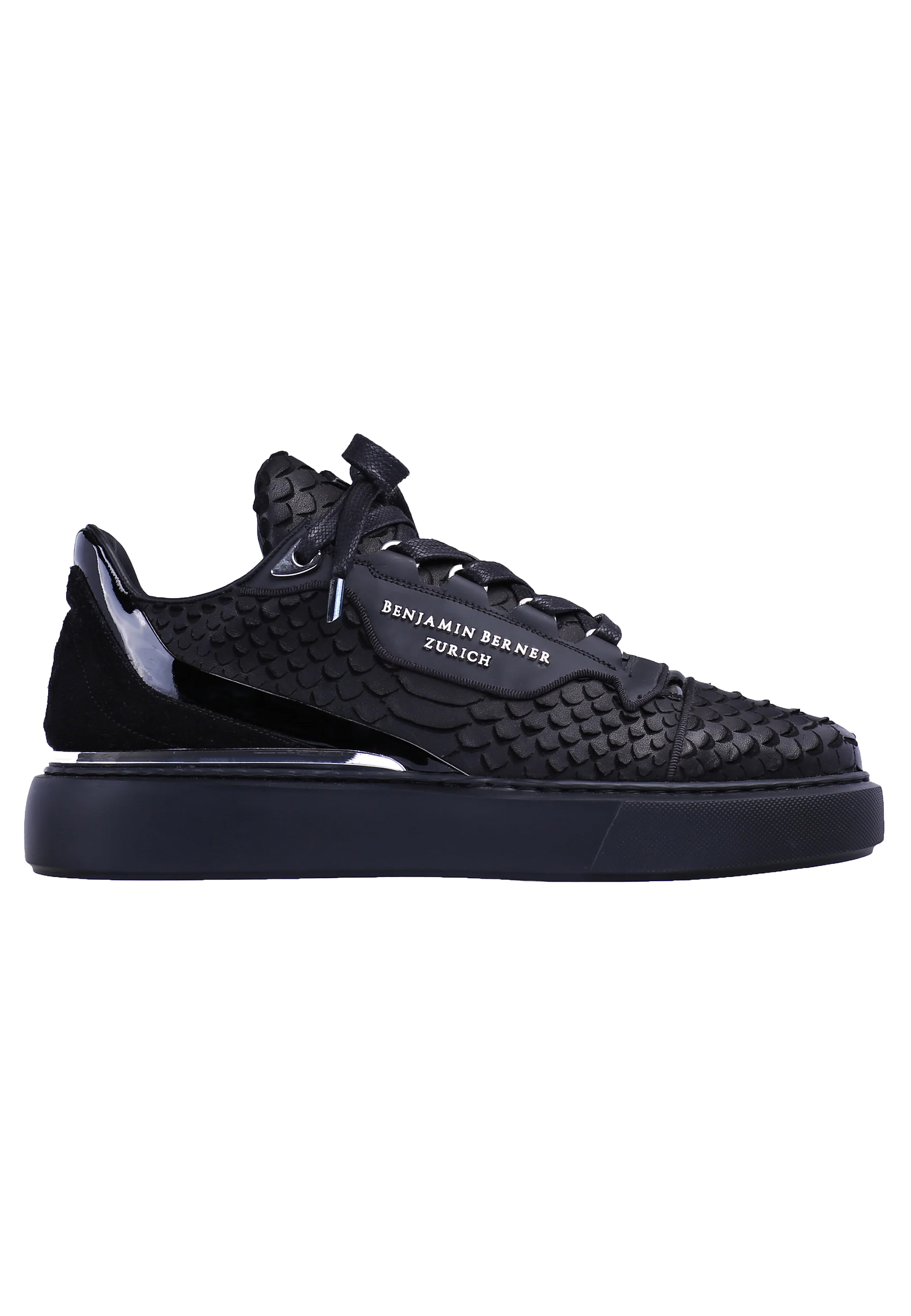 Benjamin Berner Schoenen Zwart Python cut sneakers zwart