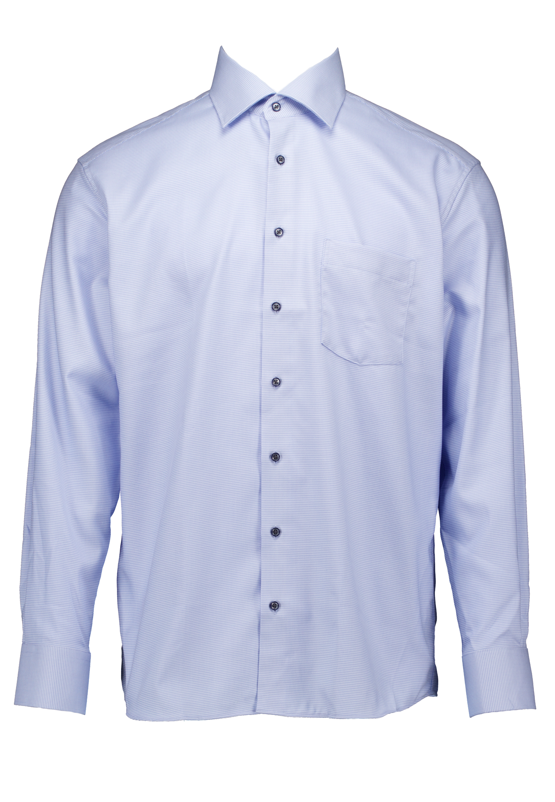 ETERNA modern fit overhemd - twill - lichtblauw mini dessin - Strijkvrij - Boordmaat: 38