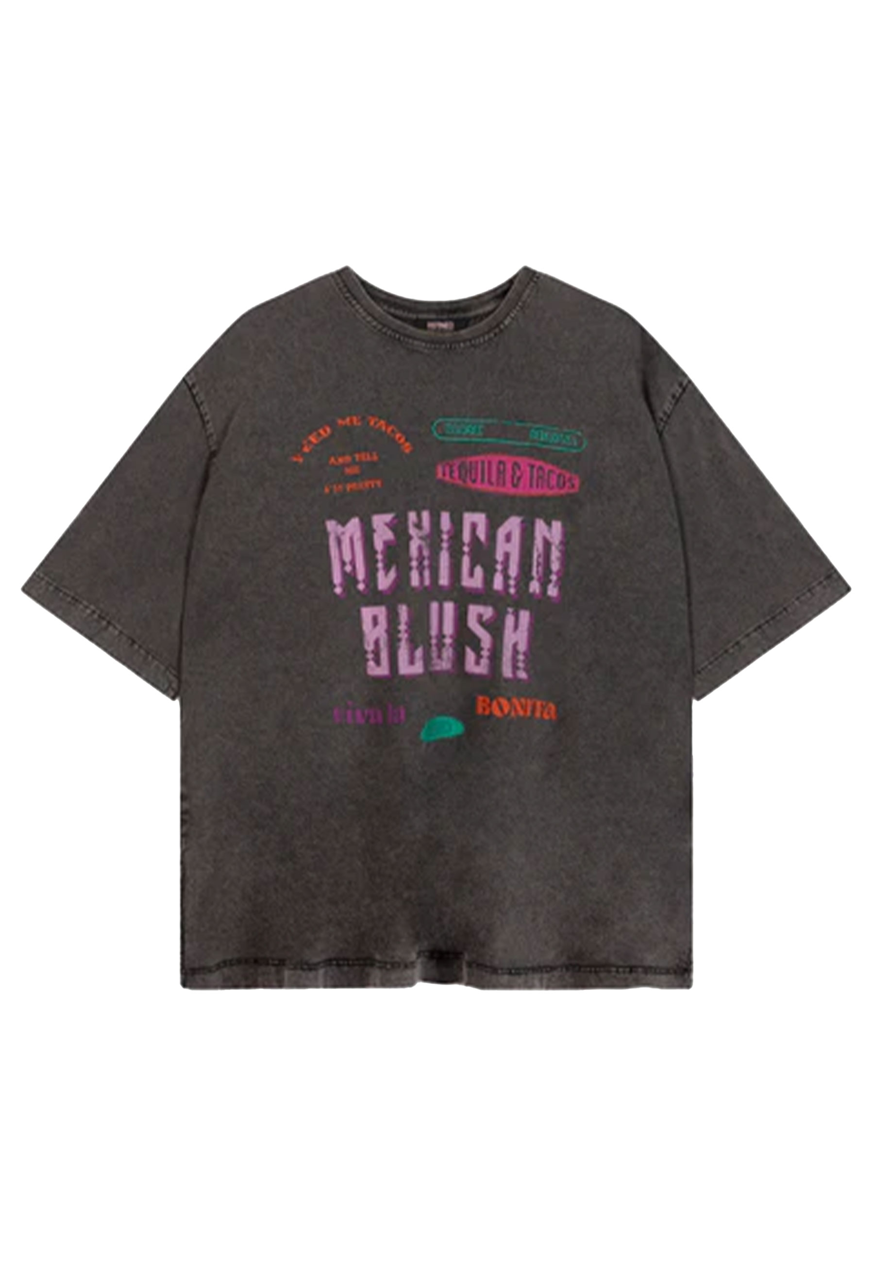 Refined Department Oversized mexican t-shirt MAGGY Antraciet - Maat M