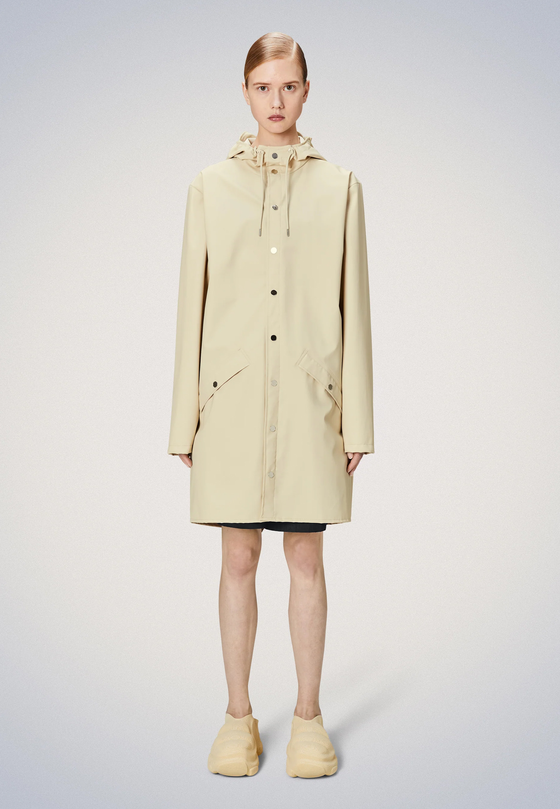 Rains Long Jacket W3 Regenjas Creme 12020 Long Jacket W3