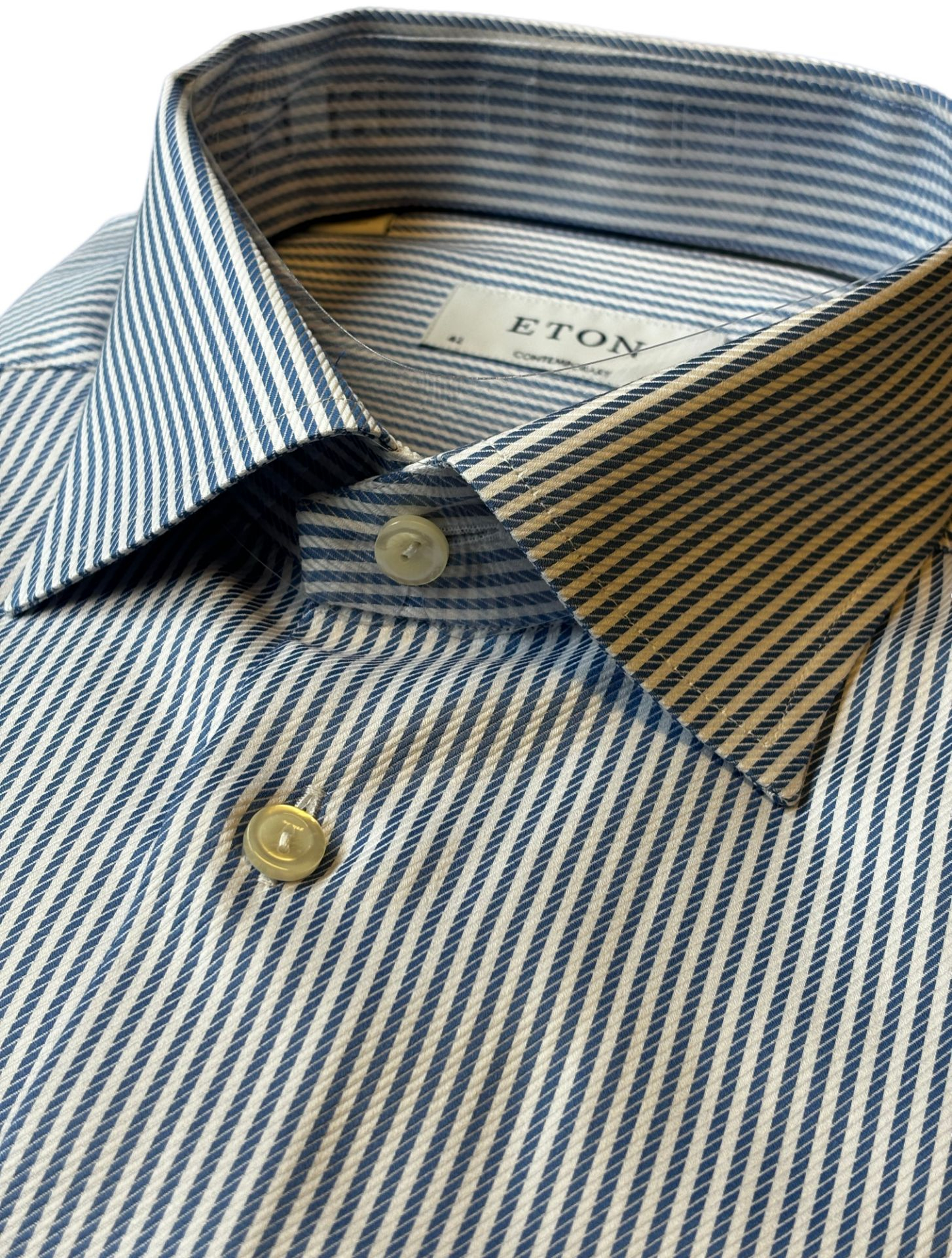 Eton Striped Signature Twill Shirt Lange Mouw Overhemden Lichtblauw 100012616