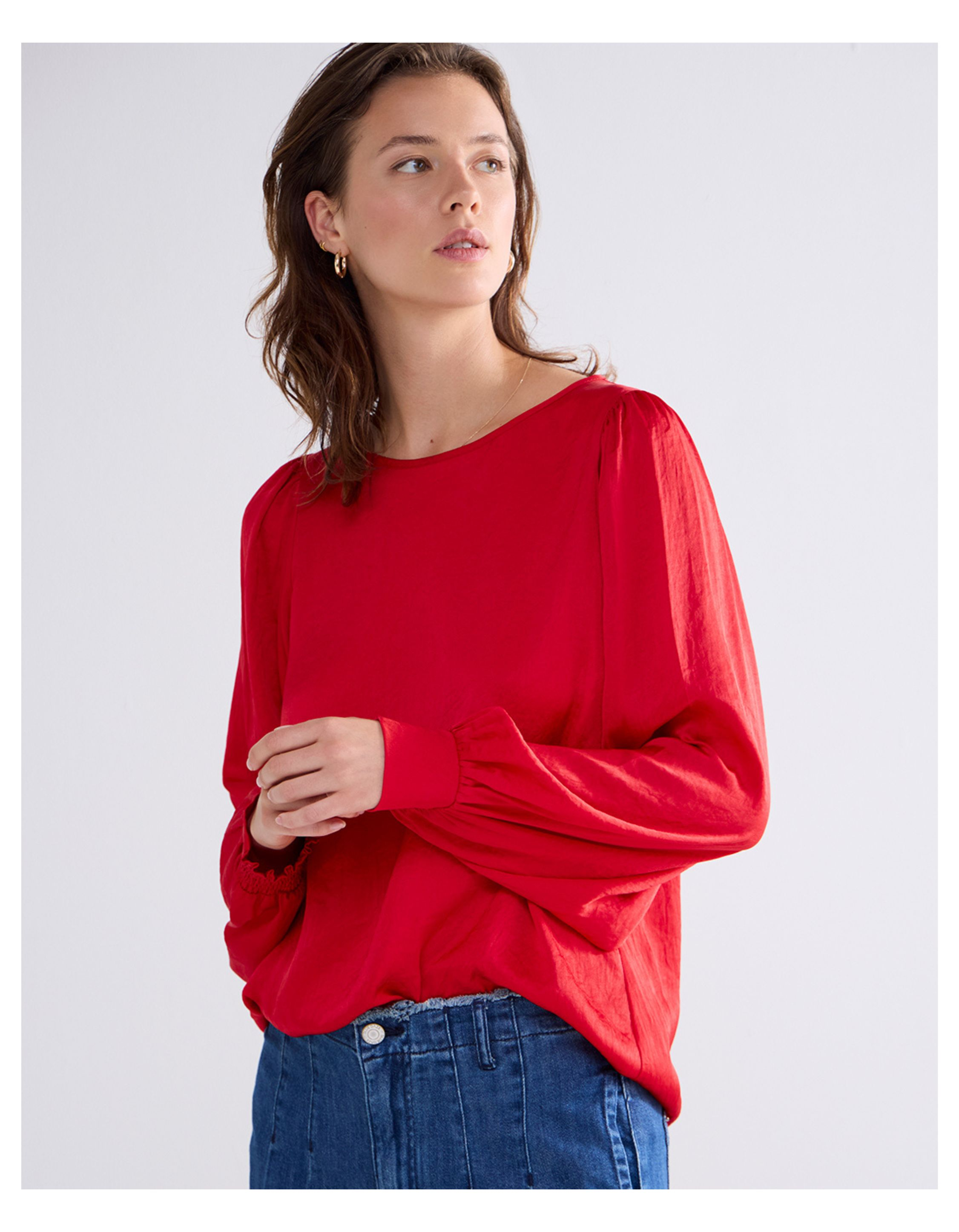 Summum Top Long Sleeves Silky Touch Tops Rood 2s3173-11817