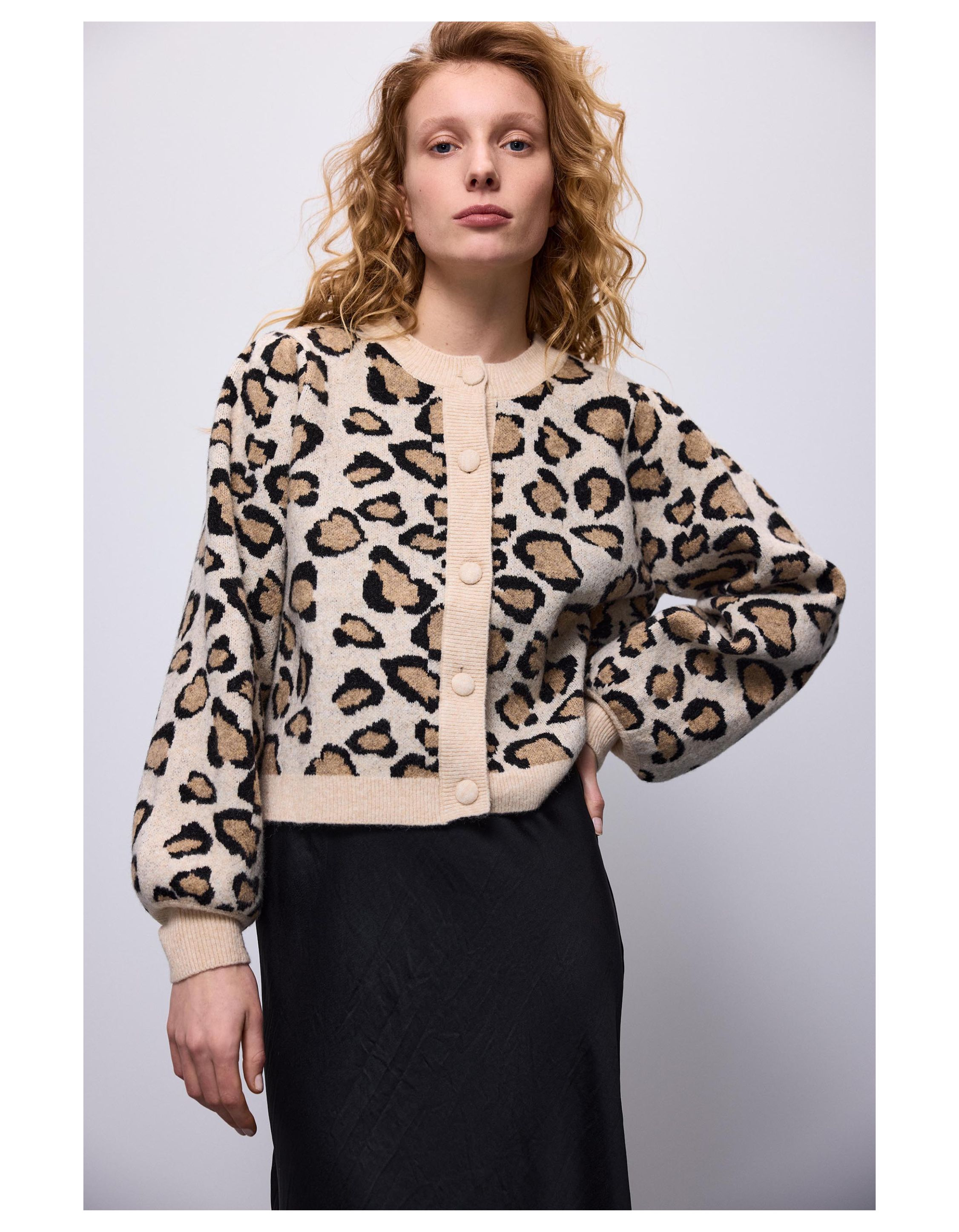 Summum Knitted Cardigan Leopard Jacquard Knit Vesten Multicolor 7s5859-8007