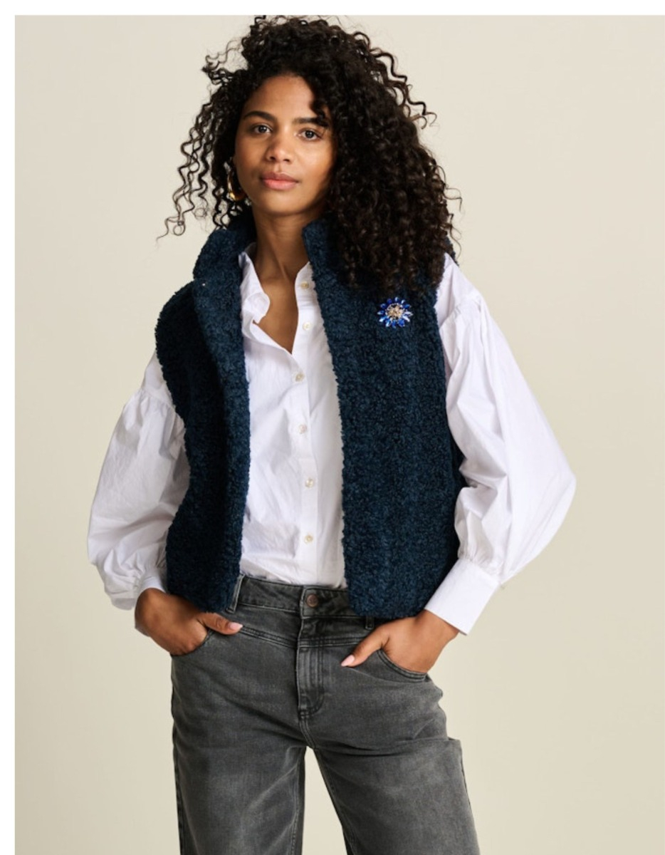 Pom Amsterdam  Gilets Donkerblauw Teddy Love