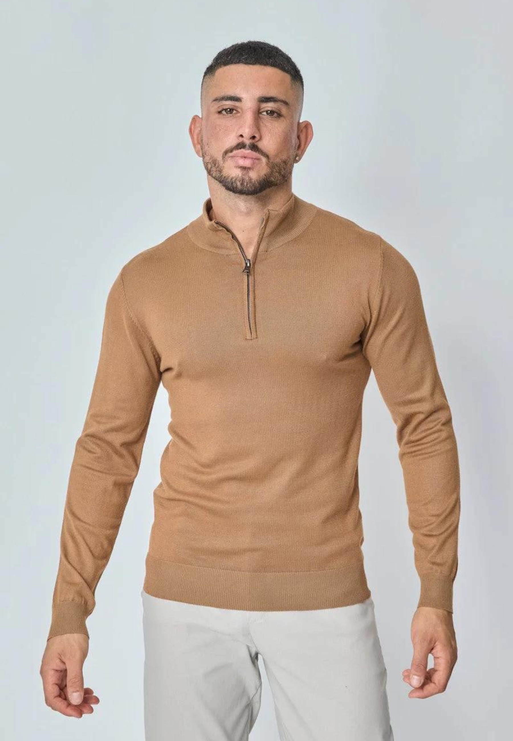 Defaut Paris Knitwear Half-zip Sweater Truien Camel M606