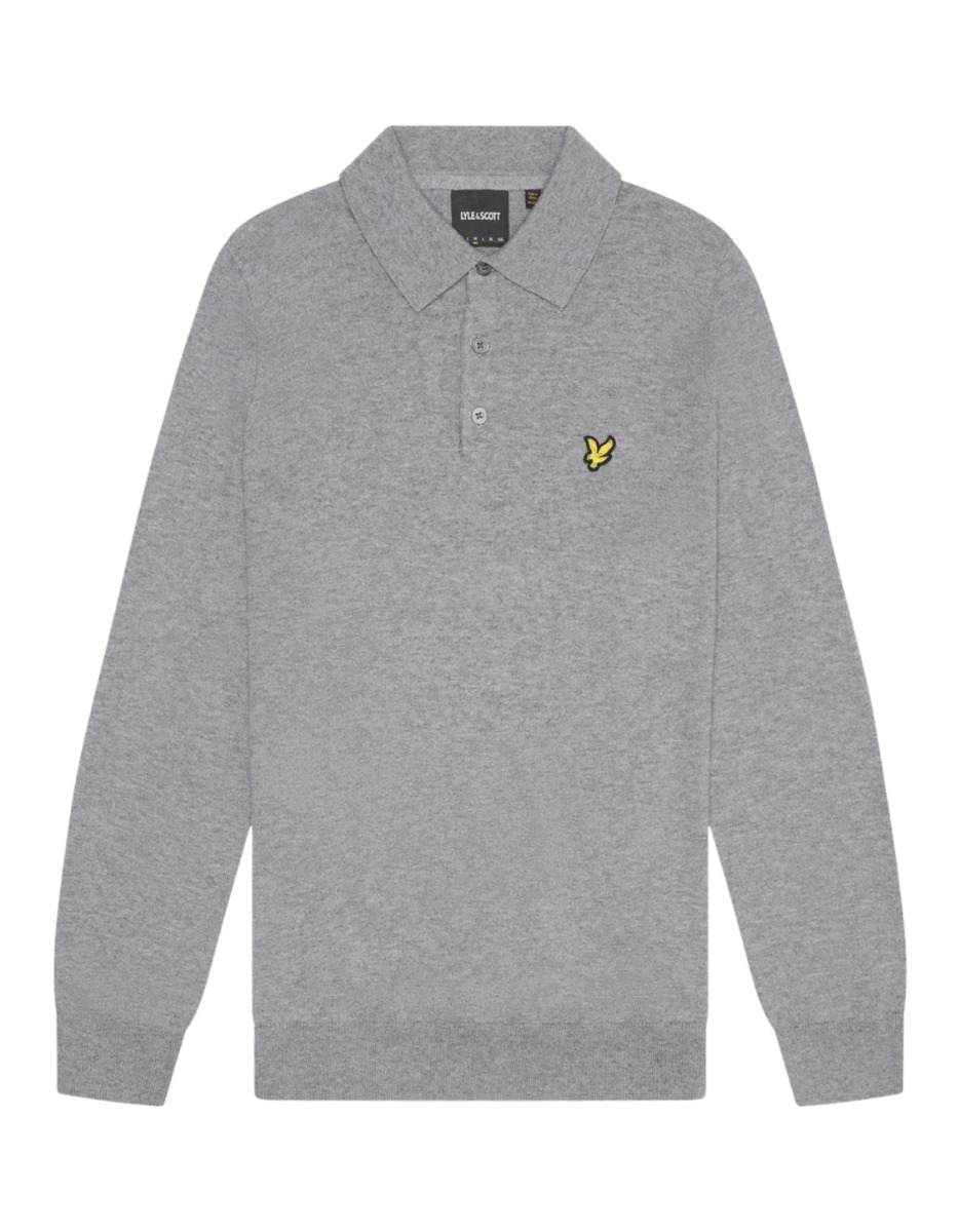 Lyle&scott Cotton Merino Long Polos Grijs Kn2113vc