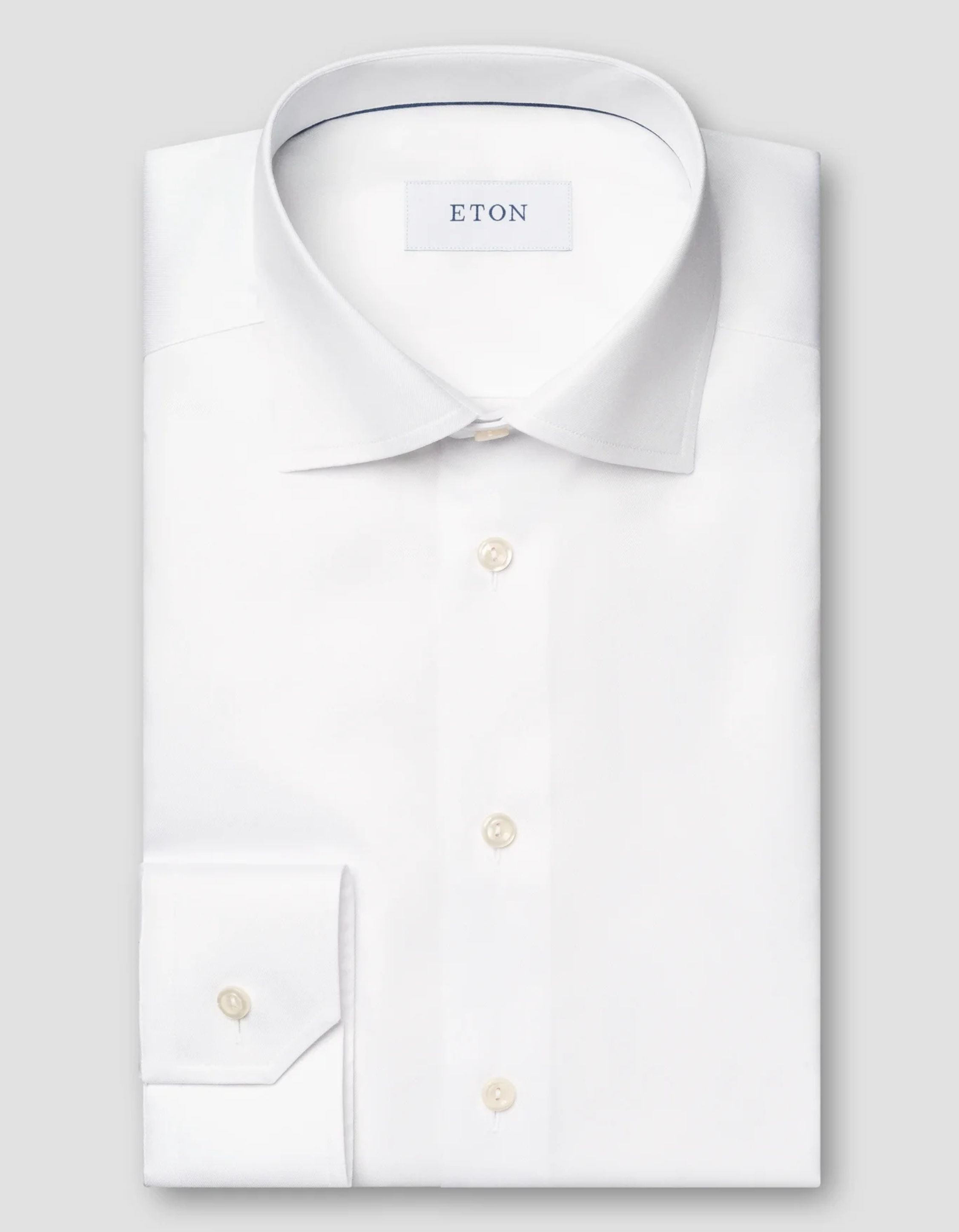 Eton Solid Signature Twill Shirt Lange Mouw Overhemden Wit 100012342