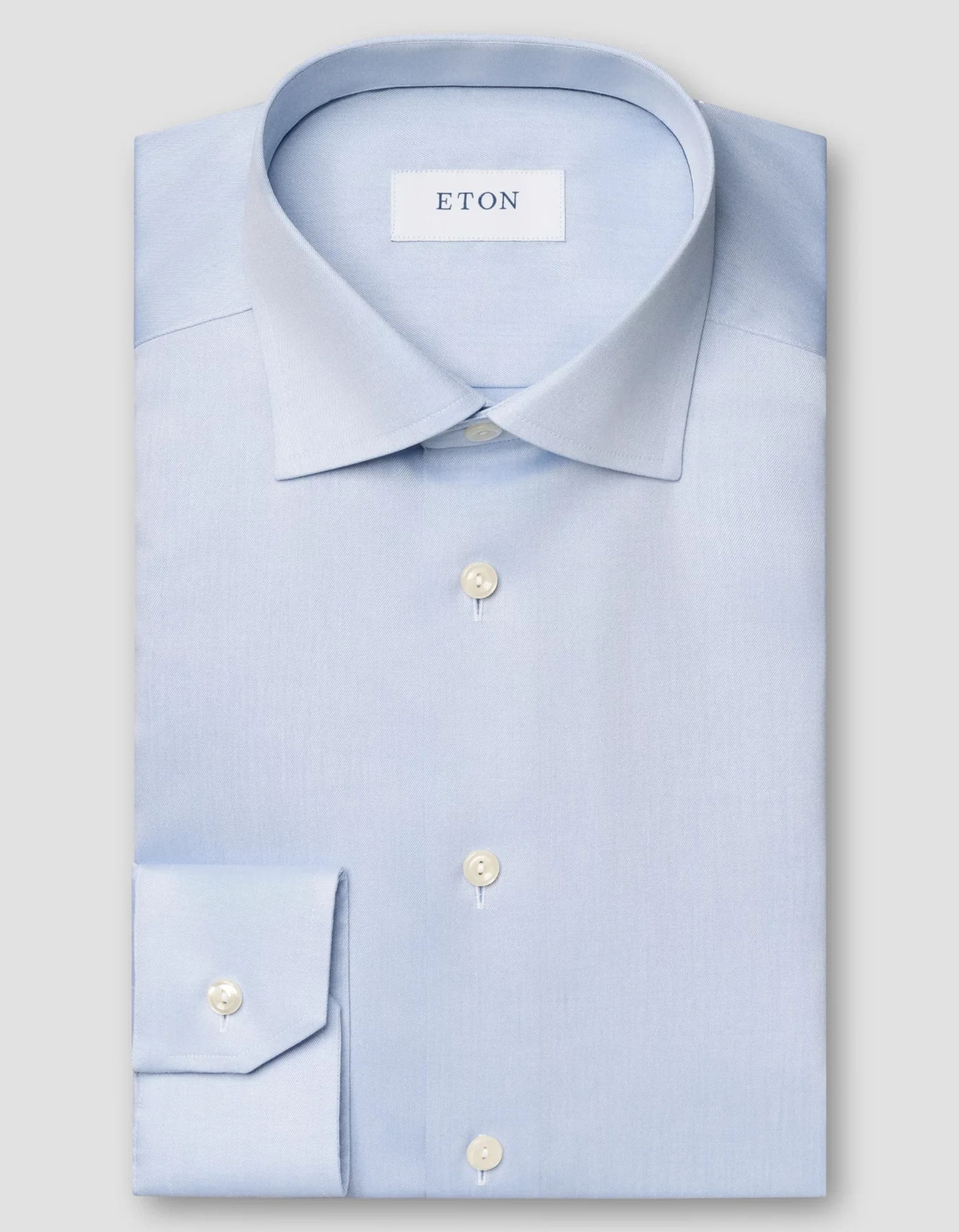 Eton Solid Signature Twill Shirt Lange Mouw Overhemden Lichtblauw 100012342