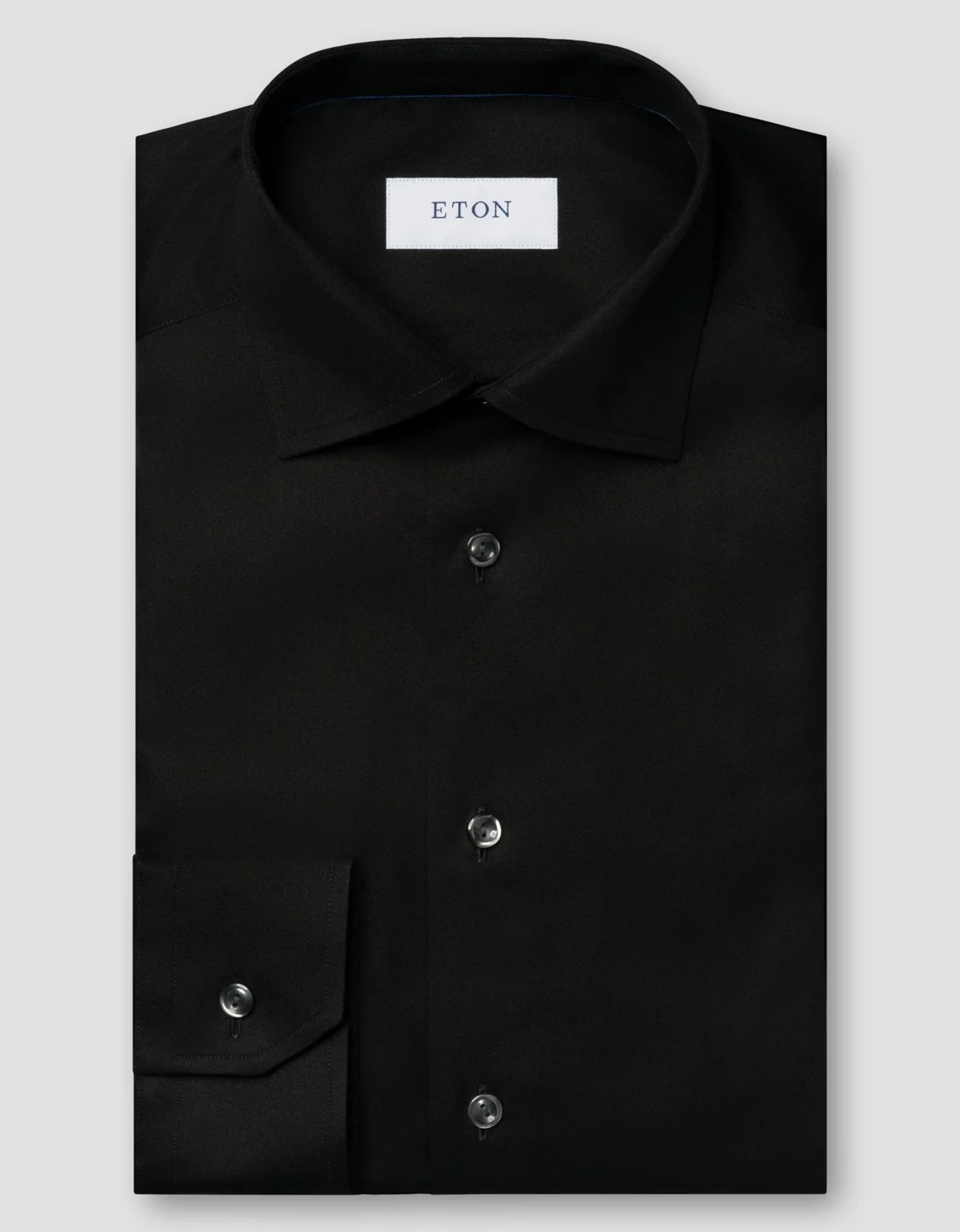 Eton Solid Signature Twill Shirt Lange Mouw Overhemden Zwart 100012342