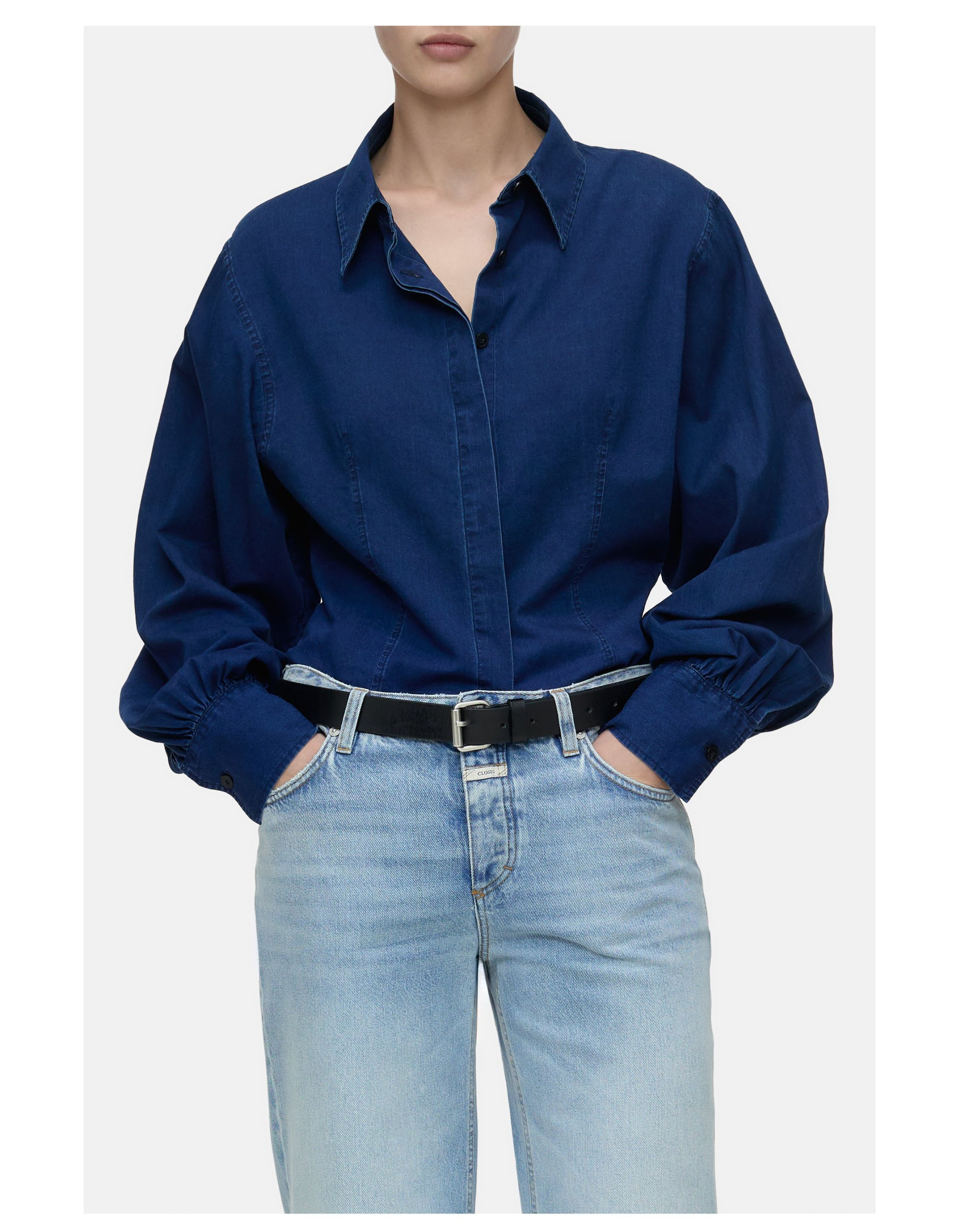 Closed Cropped Blouse Blouses Donkerblauw C94336-19y-27