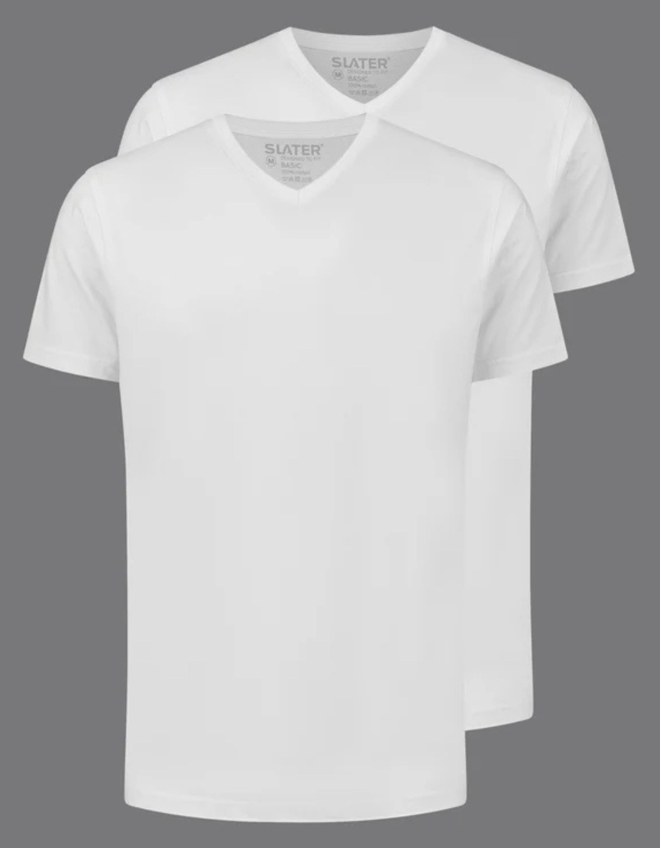 Slater Basic 2-pack T-shirt V-neck T-shirts Wit 3500