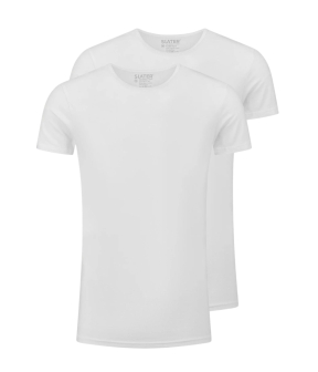 Slater  T-shirts Wit 6500 Stretch 2-pack O-neck White