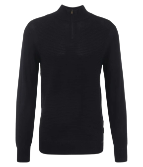 Genti Turtle Zip Ls Truien Zwart K1146-3260