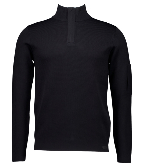 Genti Turtle Zip Ls Truien Zwart K1137-3258