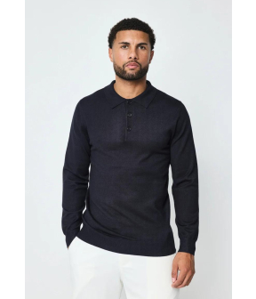 Defaut Paris Polo Knitwear Long Sleeve Longsleeves Donkerblauw M300