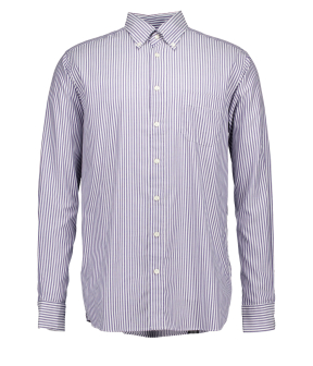 Eton Striped Oxford Shirt Lange Mouw Overhemden Donkerblauw 100012438