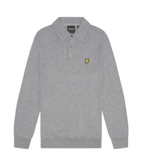 Lyle&scott Cotton Merino Long Polos Grijs Kn2113vc