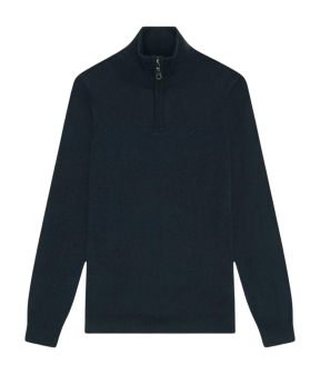 Lyle&scott Tonal Eagle Merino Quarter Zip Jumper Truien Donkerblauw Kn2122vc