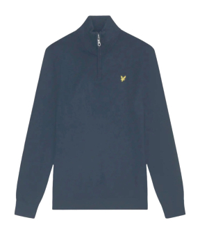 Lyle&scott Cotton Merino Quarter Zip Truien Donkerblauw Kn2112vc