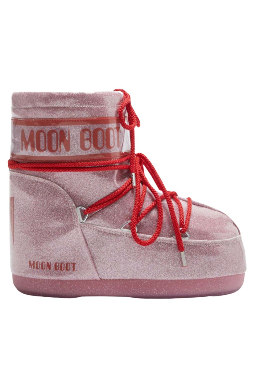 Moon Boot Icon low glitter boots roze Dames maat 36/38