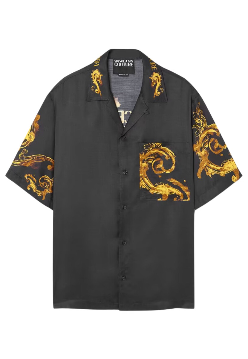 Versace Jeans Shirt Zwart Viscose maat 44 polos zwart